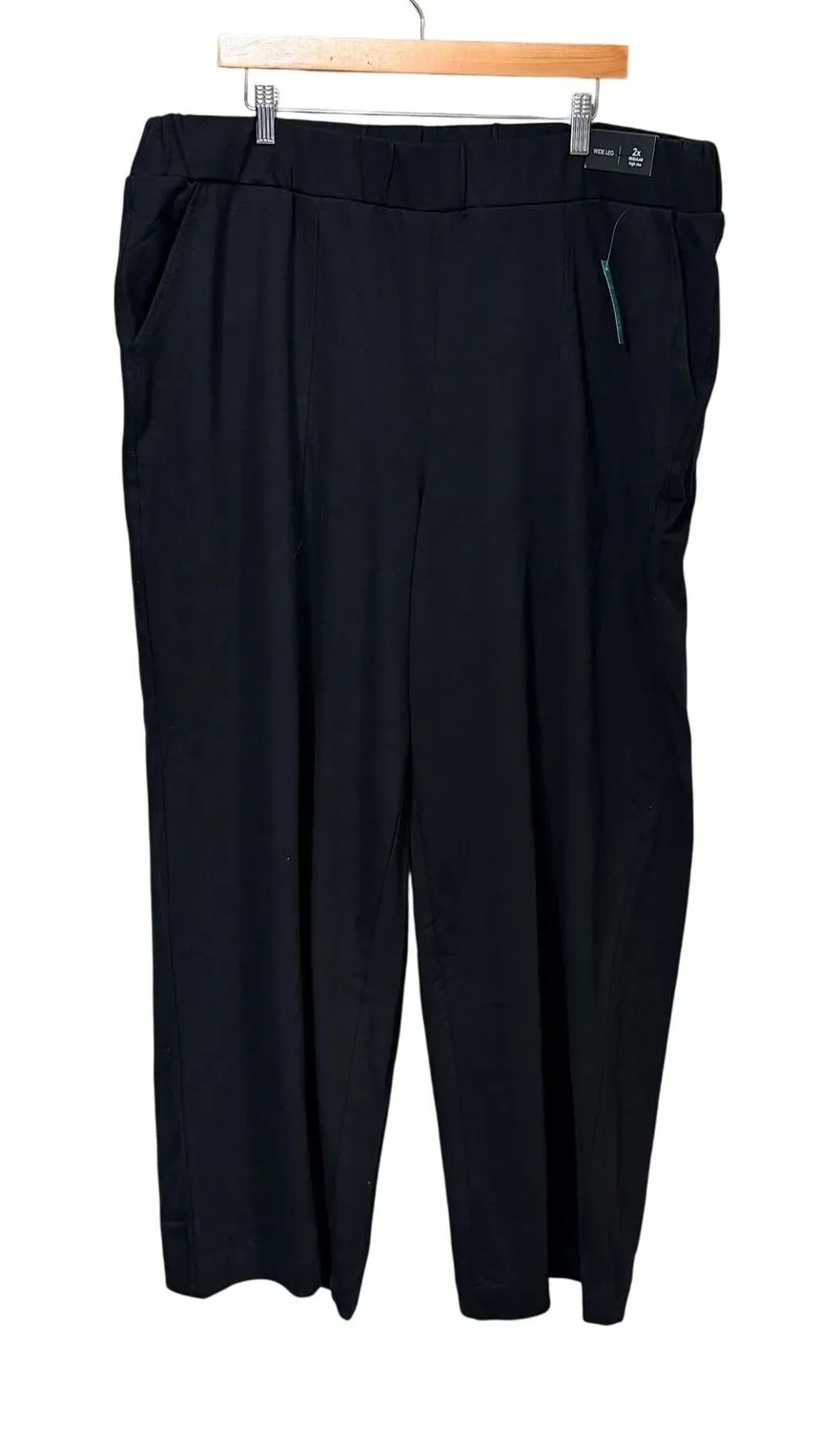 Maurices Womens Plus 2X Black Wide Leg High Rise Knit Pull On Pants NWT
