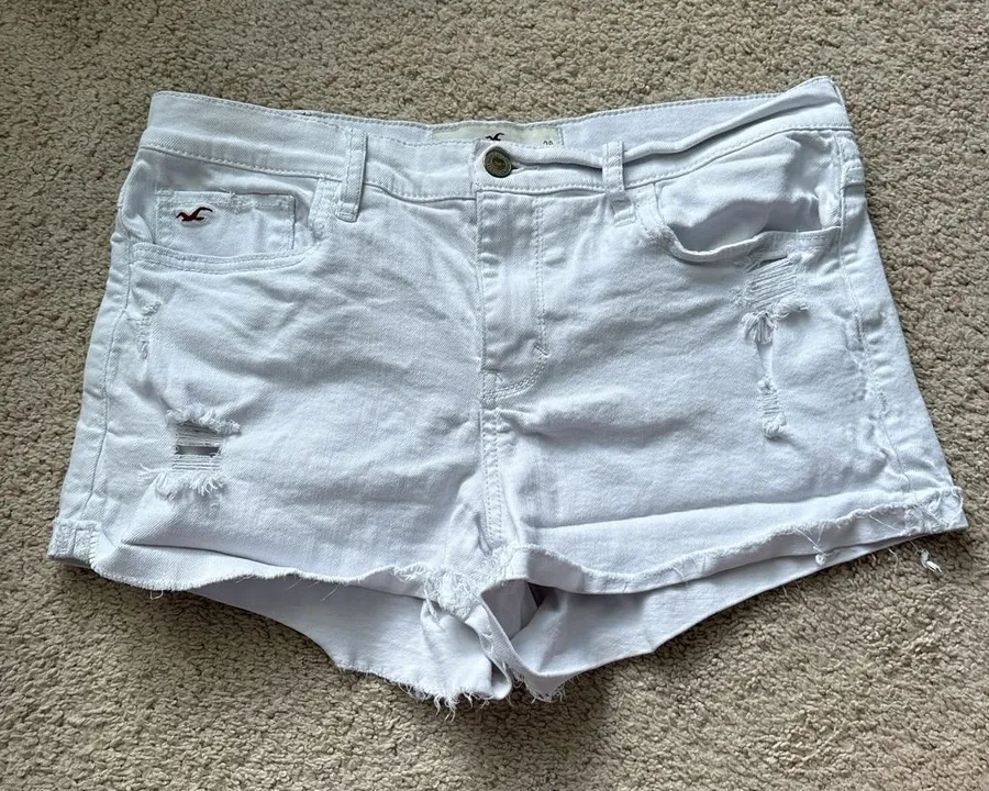 Hollister Women's White Denim Shorts