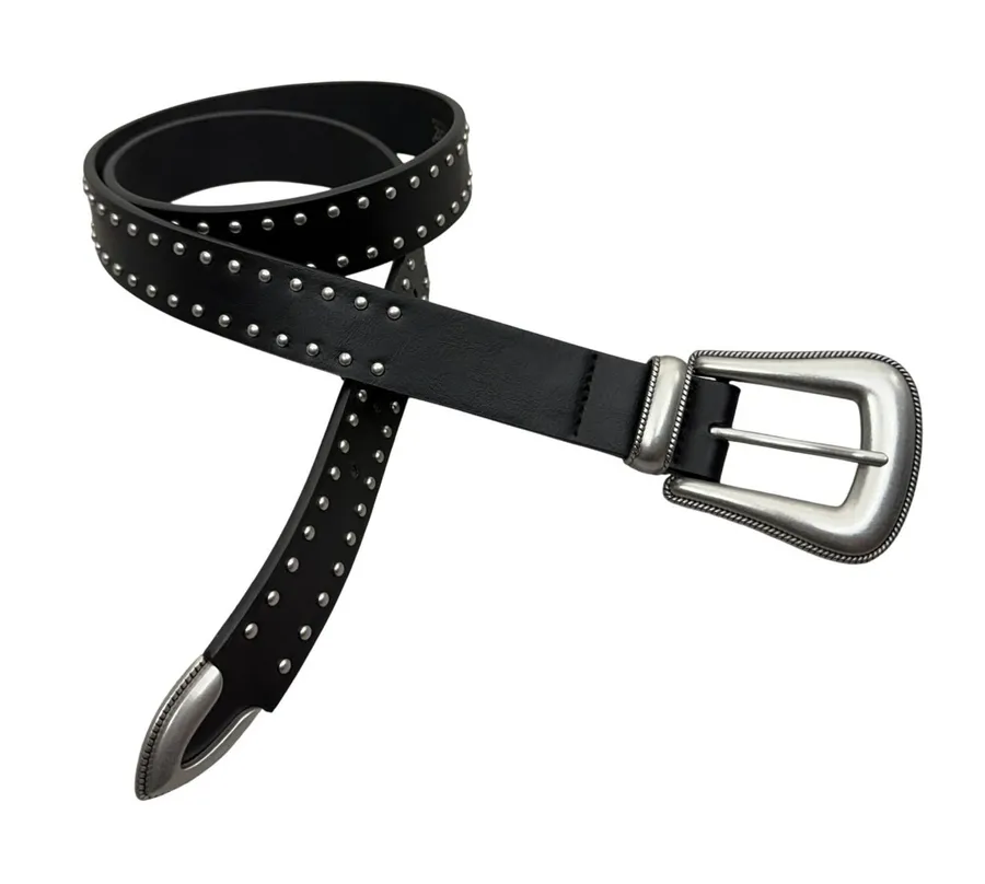 LP Blue Linea Pelle Belt Womens Medium Black Studded Vegan Leather Western