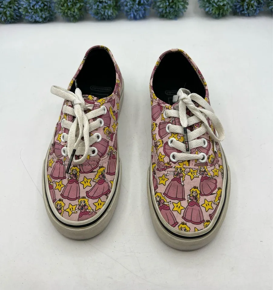 Vans x Nintendo Princess Peach Sneakers Women's Allover Video Game M-3.5 W-5.0