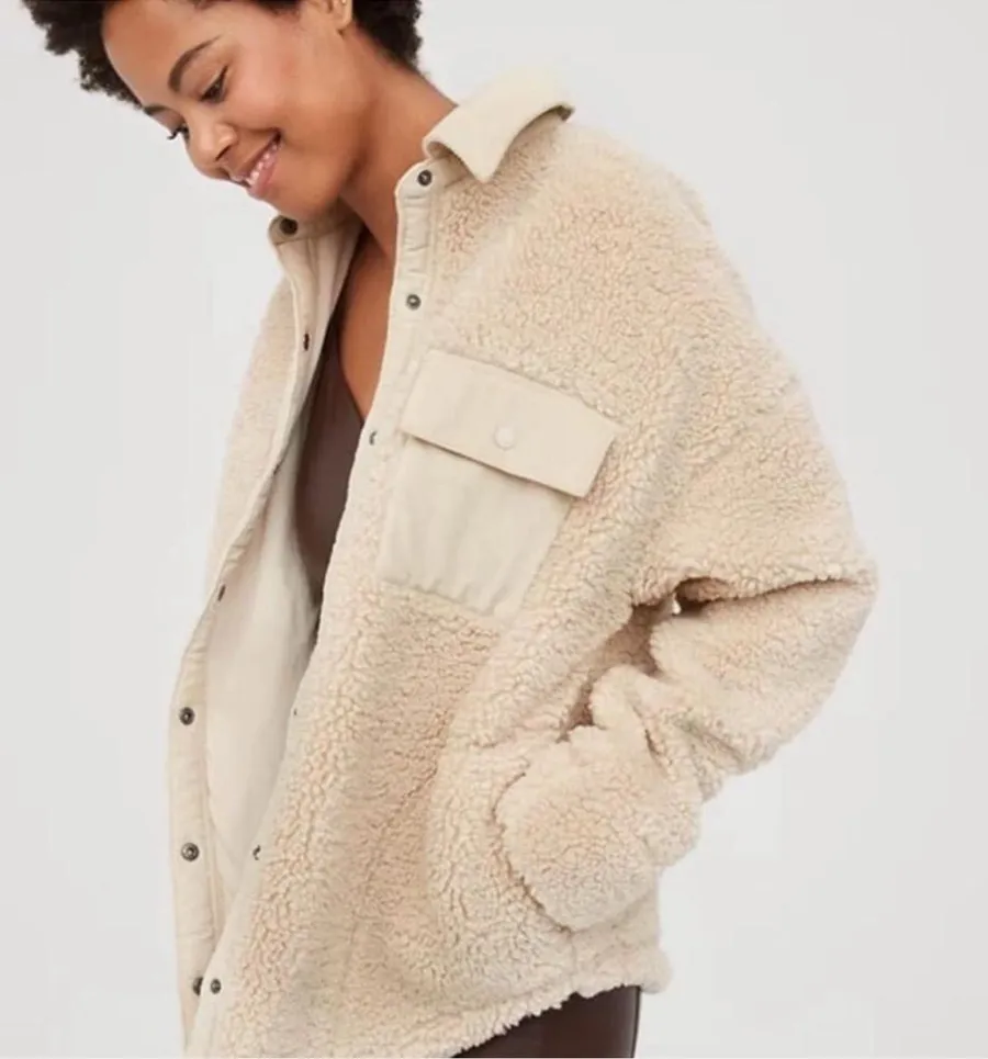 Aerie OFFLINE Small Sherpa Shirt Jacket Size Small