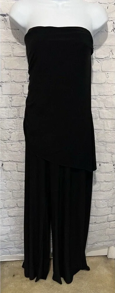 White House Black Market WHBM Black Pant Jumpsuit Strapless Stretch Medium