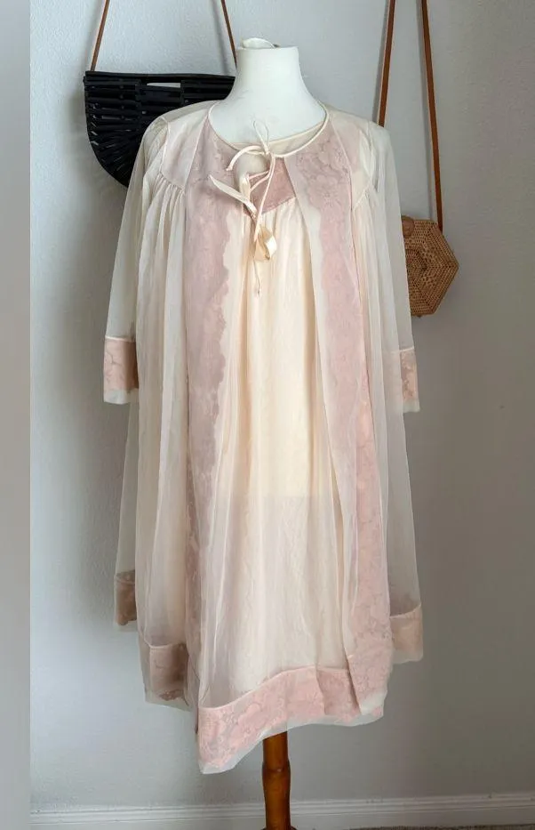 Vintage Sear's Roebuck & Co Lace Embroidered Nightgown, Size Small 32/34