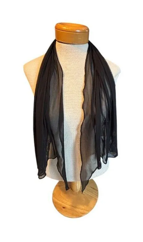 Black Sheer Chiffon Scarf