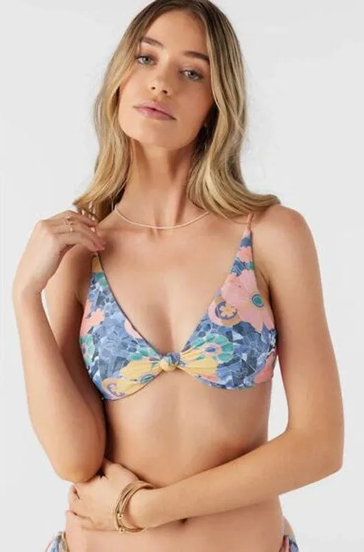 O'Neill Jadia Pismo Knotted Triangle Floral-Print Bikini Top X-Small NWT