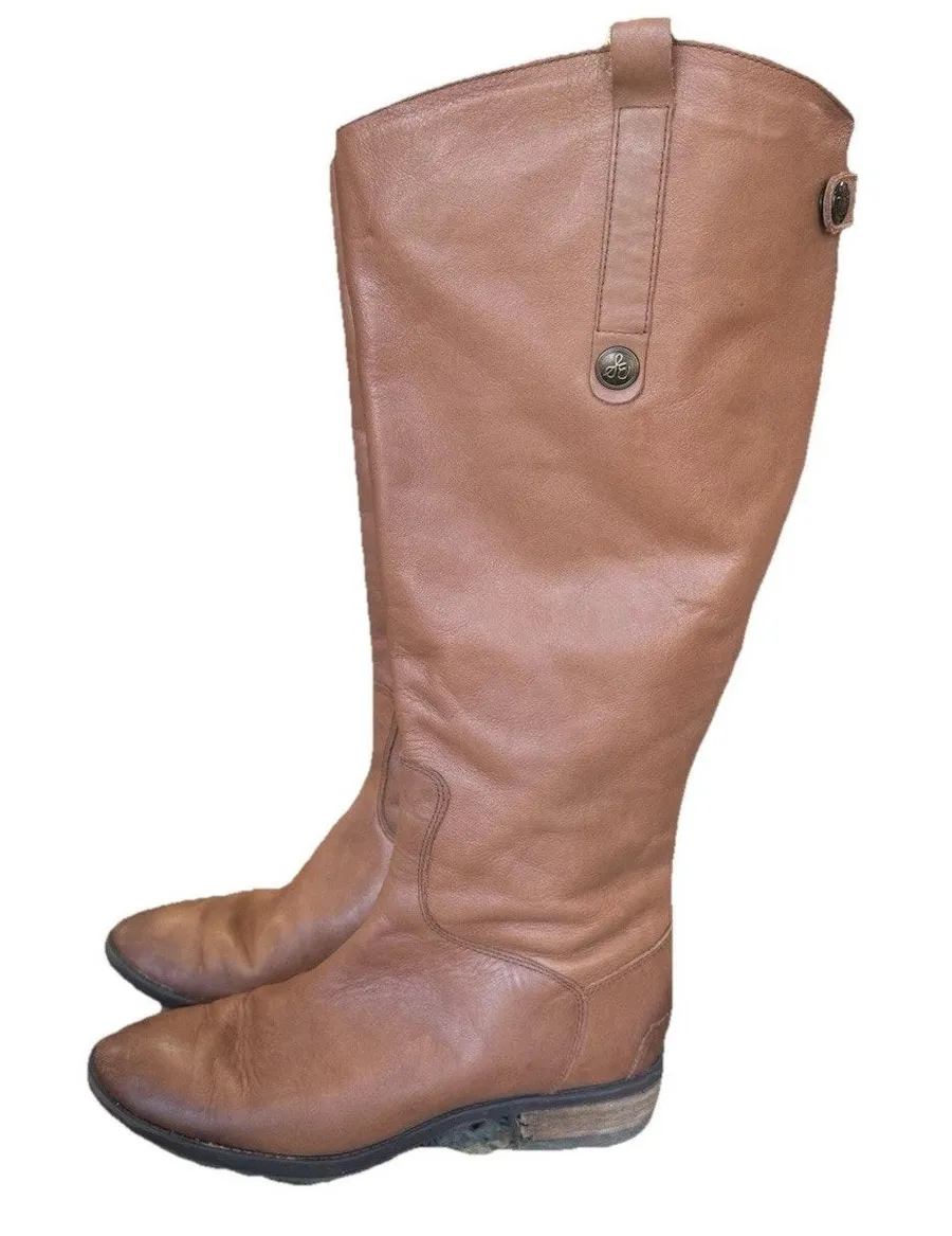 Sam Edelman Whiskey Leather Penny Equestrian Riding Boots - 7.5M