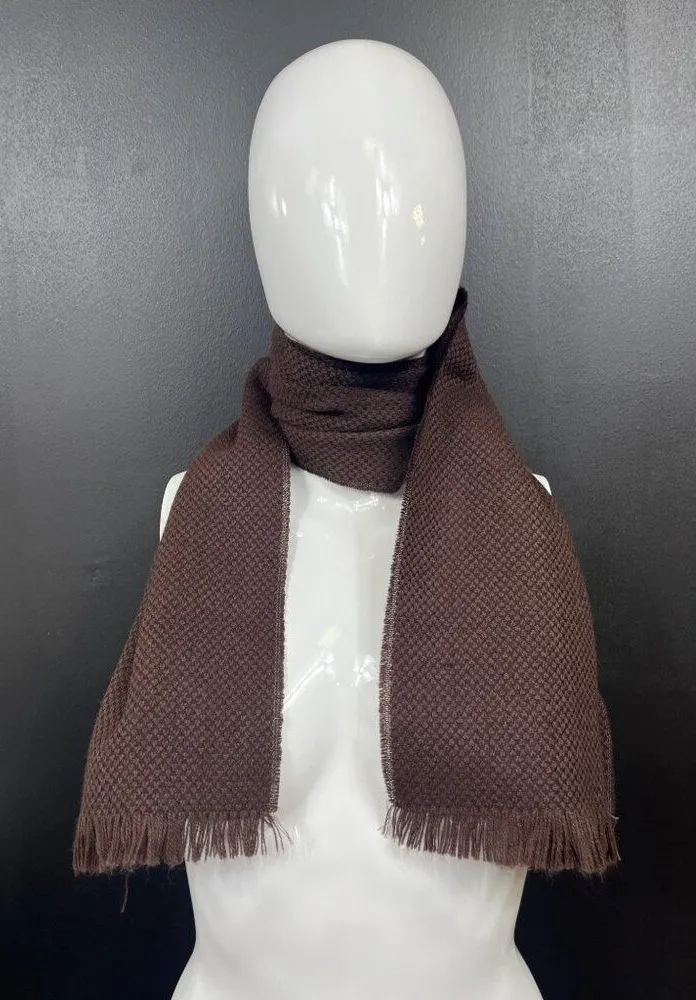Womens Chocolate Brown Fringed Wool Blend 49in Scarf SKU 7142