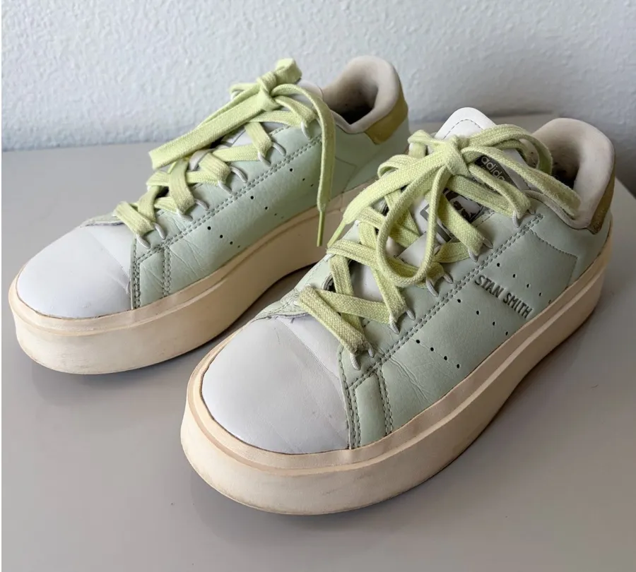ADIDAS Stan Smith Bonega Platform Shoes Green Lime Sneakers Womens 6
