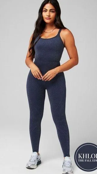 Khloe Kardashian navy glitter seamless jumpsuit NWOT