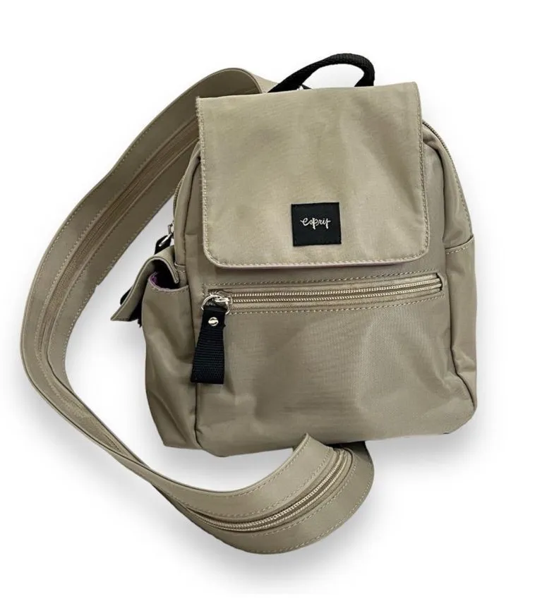 Esprit Tan Nylon Mini Convertible Sling Backpack