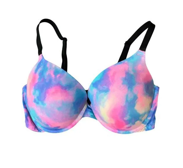 PINK Victoria's Secret Wear Everywhere Push-Up Bra 36D Tie-Dye USED Underwire