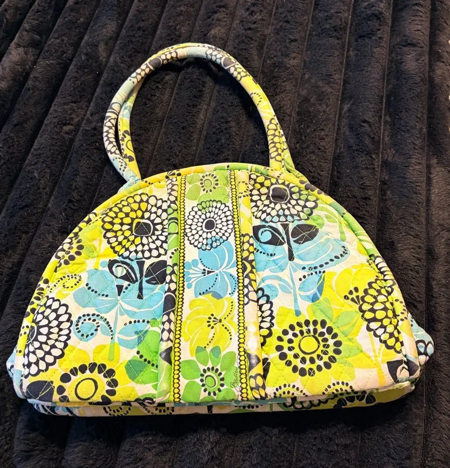 Vera Bradley Quilted Floral Dome Tote Bag in Yellow, Blue & Green