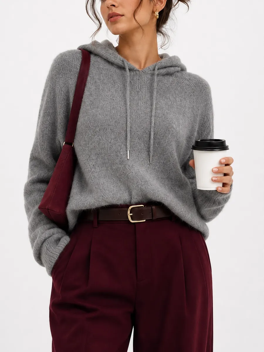 Quince 100% Mongolian Cashmere 2.0 Hoodie Gray Quiet Luxury Pullover
