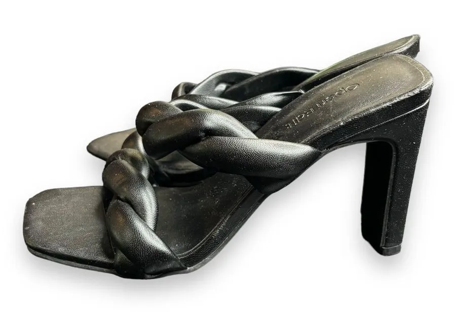 Open Edit Remmy Sz 6M Black Strappy Heels Sandals