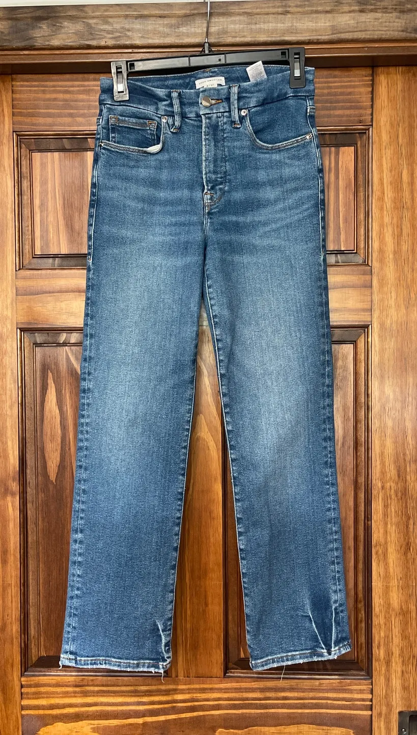 Good American straight ankle cropped jeans size 27