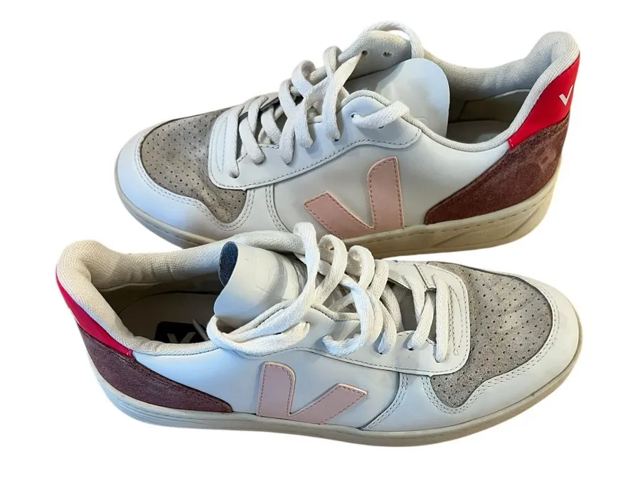 VEJA CAMPO CHROMEFREE LEATHER SNEAKERS Extra White/Petale Rose Sz. 8