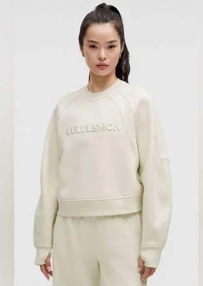 Lululemon NWT Scuba Oversized Pullover Wordmark Crewneck Bone Color Size M L