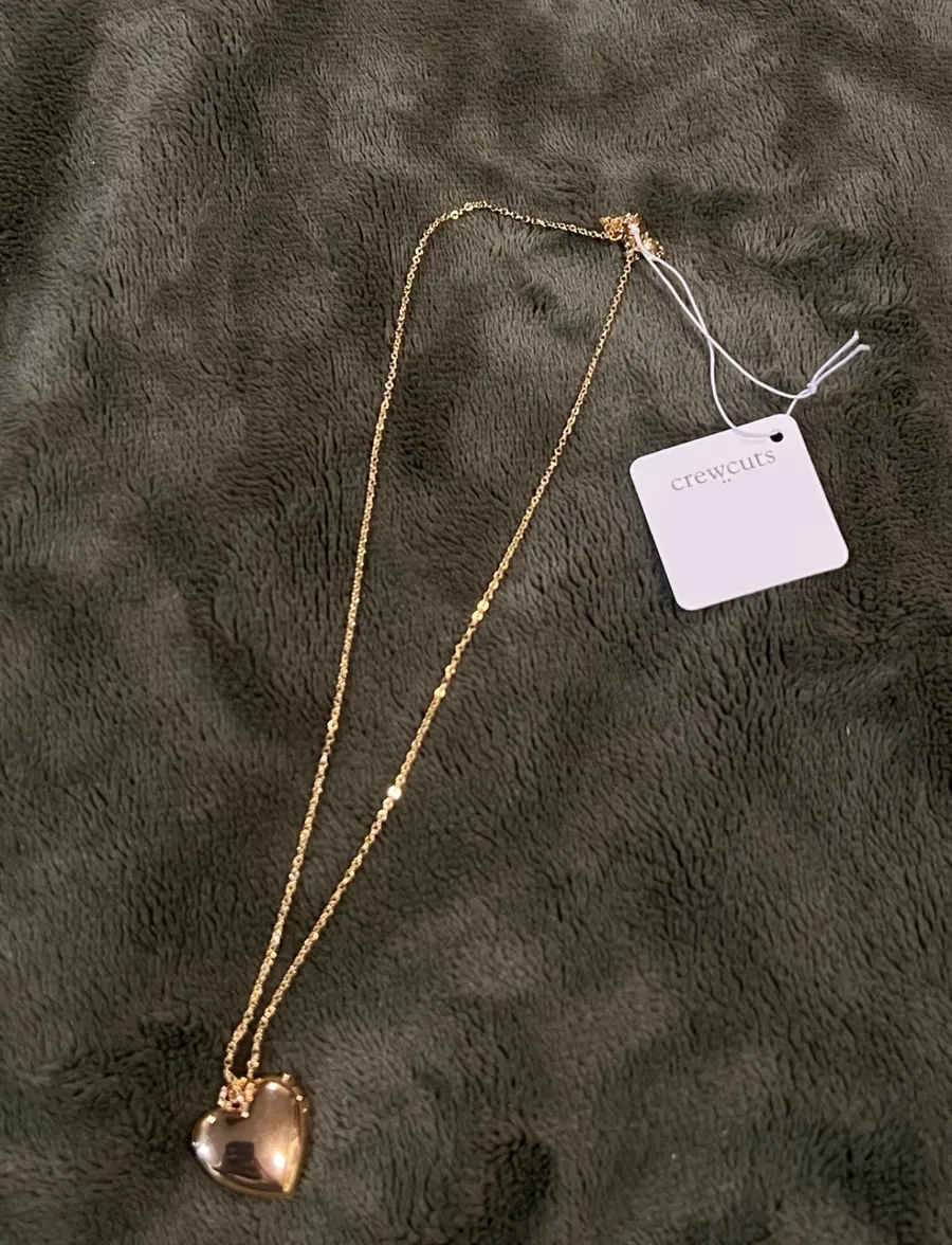 Crewcuts Gold Tone Heart Locket Necklace (J.Crew Style 6994)