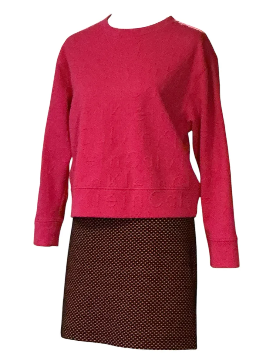 Calvin Klein Hot Pink Embossed Logo Crewneck Sweatshirt Women's Size Small S