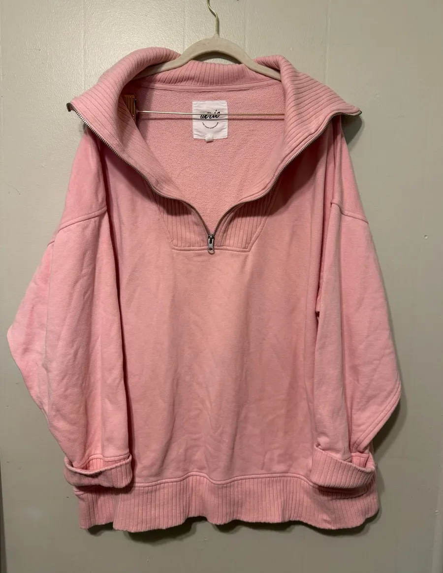 Aerie oversized XL Cozy Pink Half-Zip Women’s Sweater