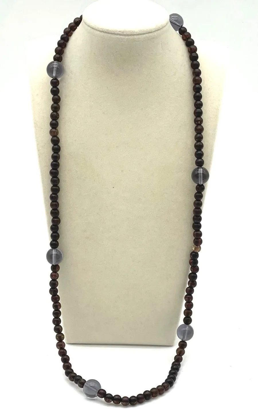Black Glass Beaded Necklace Jewelry 26"