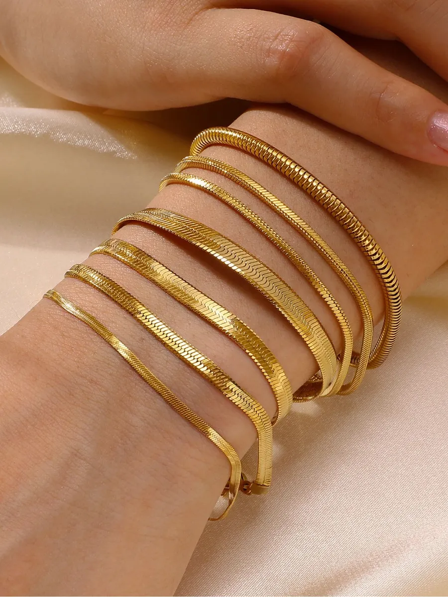 Gold Herringbone Chain Bracelet
