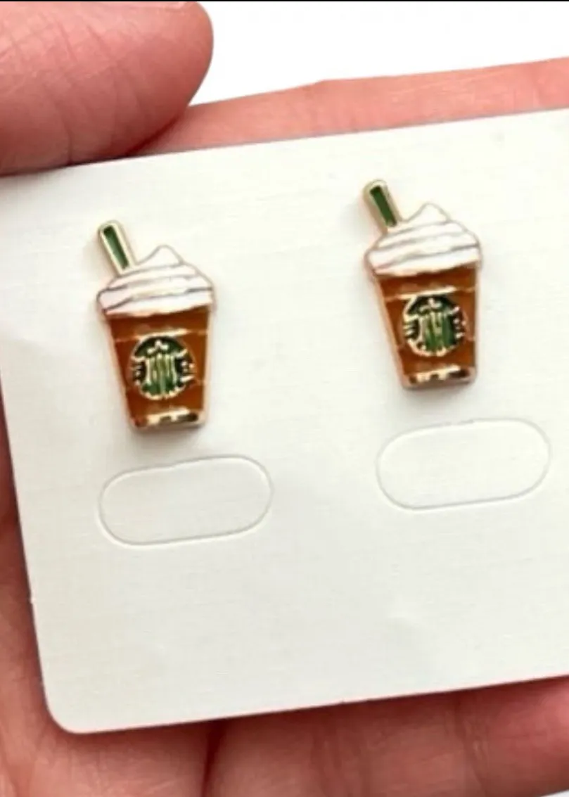 Mini Starbucks Frappuccino Earrings Gold