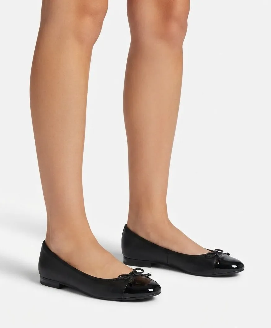 Steve Madden Glossie Black Bow Cap Toe Ballet Flats Shoes Womens Size 9 NWT