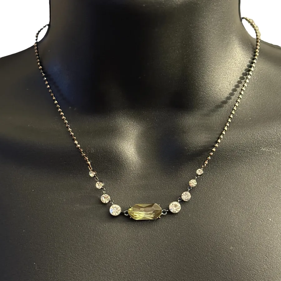 Charter Club green gemstone and rhinestones necklace and earrings set