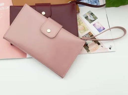 Touch screen long wristlet wallet in pink