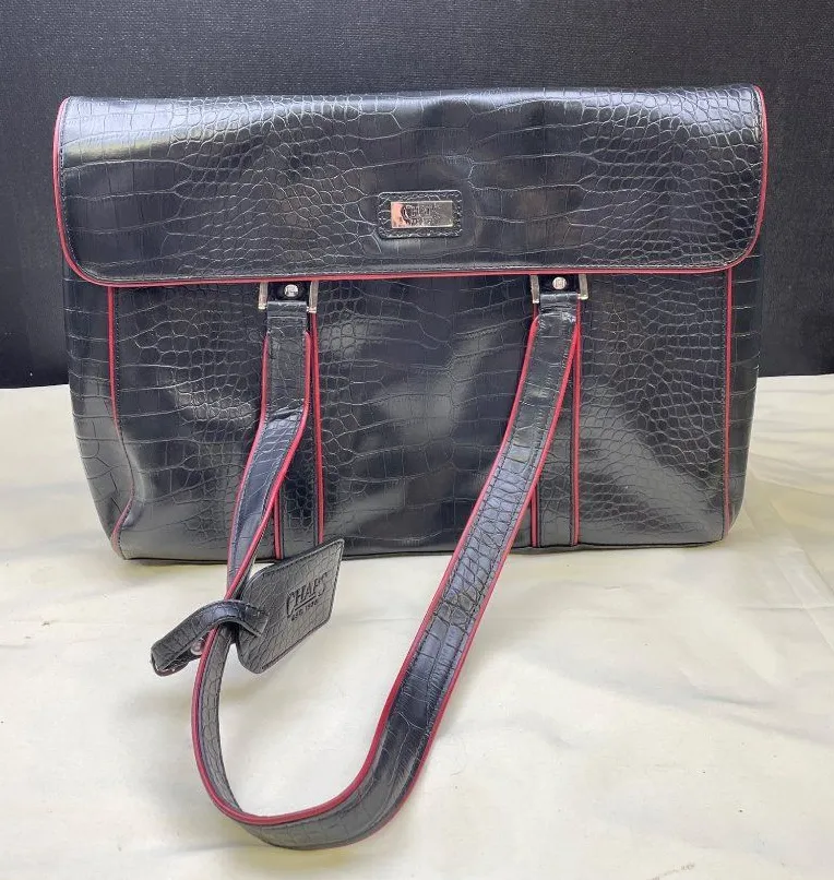 Chaps Unisex Black Croc Pattern Laptop Messenger Shoulder Bag SKU 6573