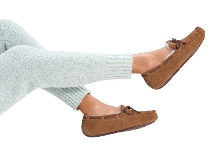 UGG Dakota Chestnut Brown Suede Leather Wool Lined Moccasin Slipper Loafer Shoes