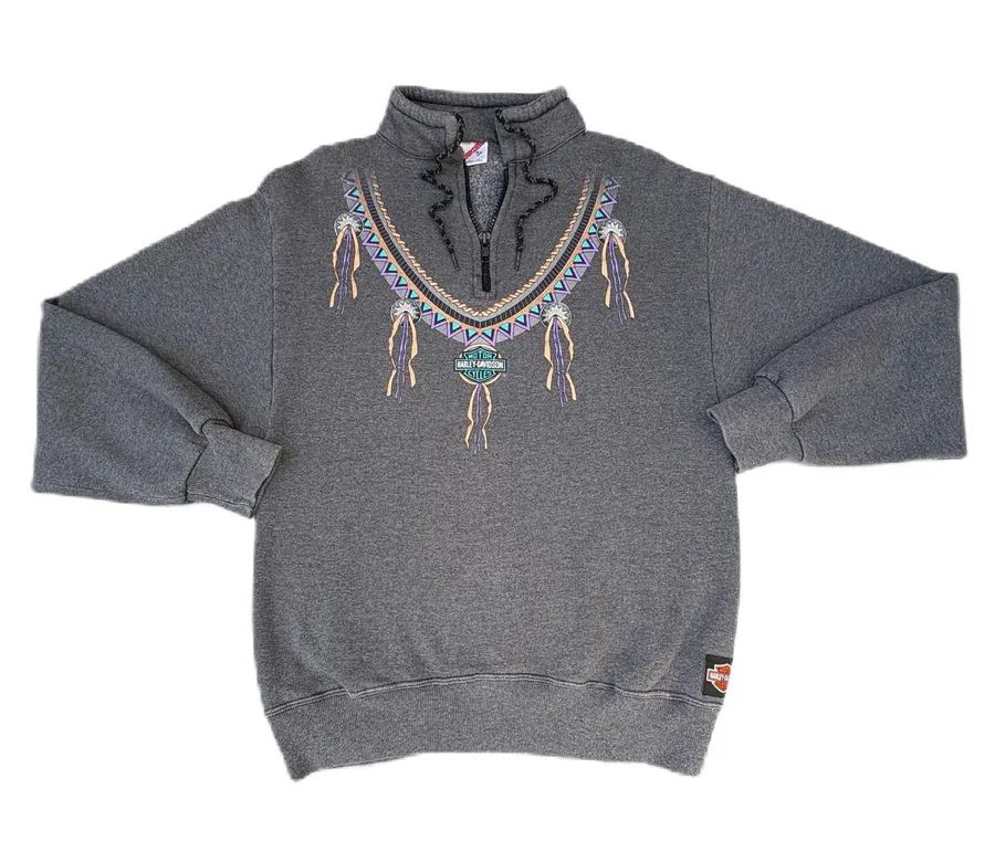 Rare Vintage 80s Harley Davidson Southwestern Grey Las Vegas Graphic Sweatshirt