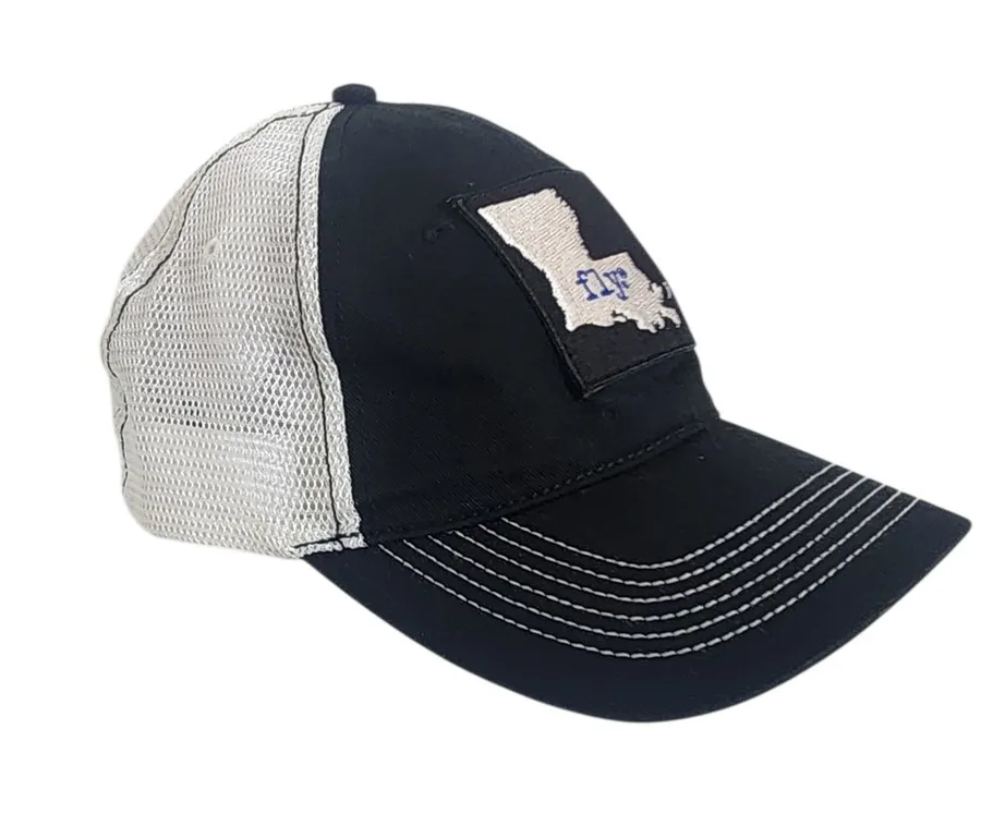 DIstrict Black and White Fly Louisiana Trucker Baseball Hat One Size