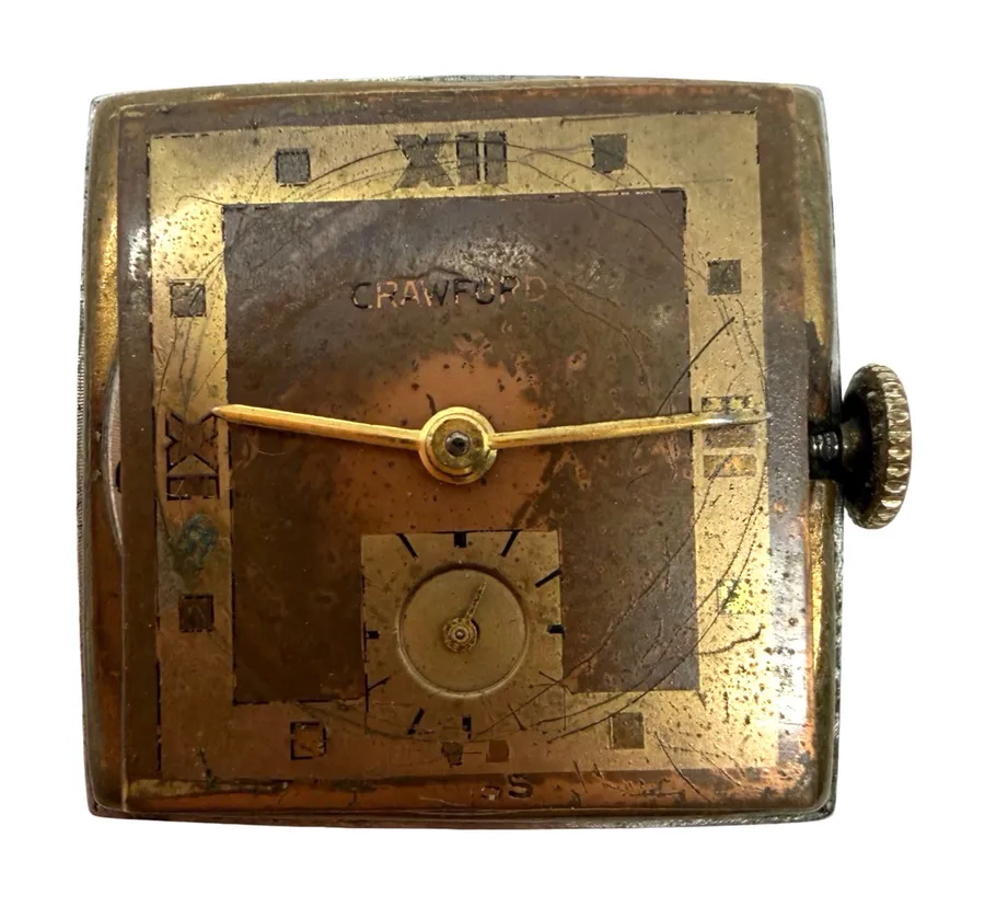 Vintage Crawford Art Deco Wrist Watch Case No Crystal Untested Parts Repair