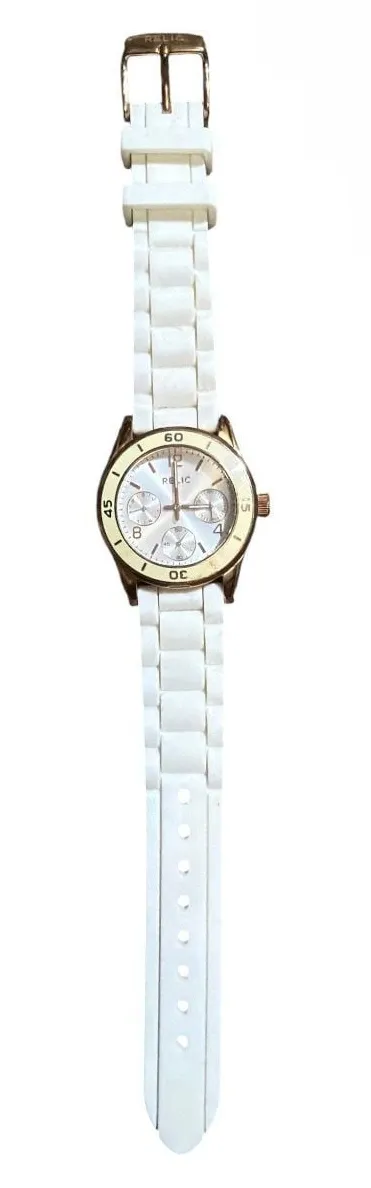 Relic ZR15645 Women's Chronograph Watch with White Silicone Band