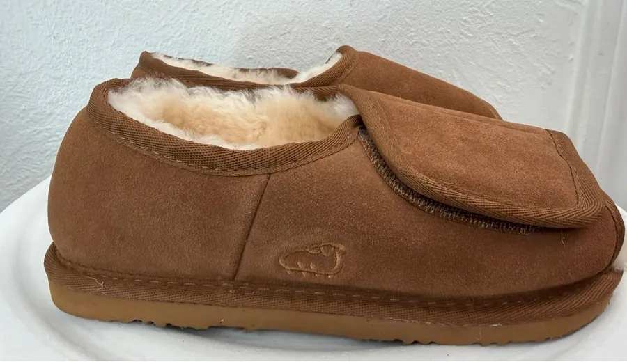 Lamo Chestnut Shearling Suede House Slippers Cozy Slip On Mule Brown Size 7