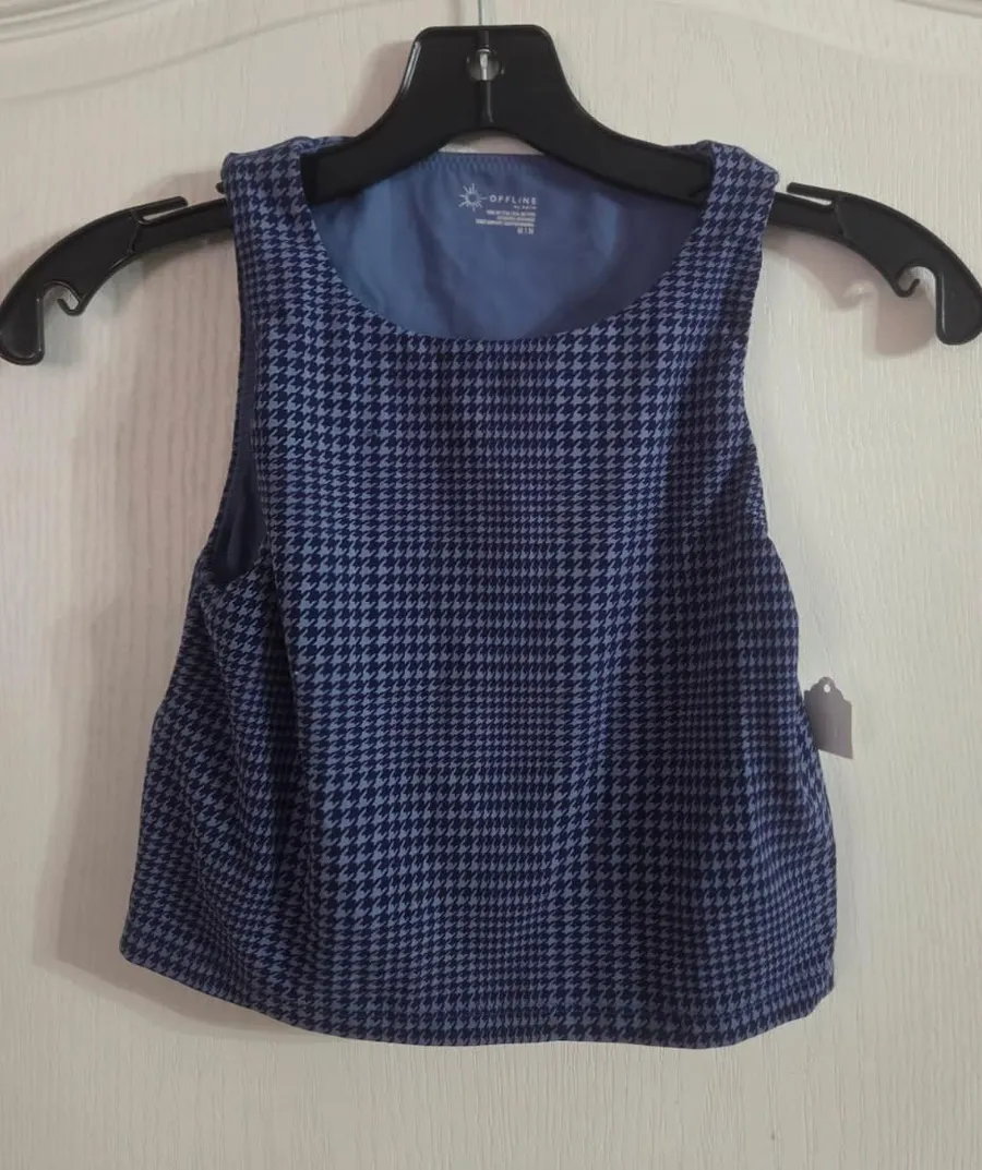 Offline By Aerie Blue Black Houndstooth Tank Top Sz M. JY-154