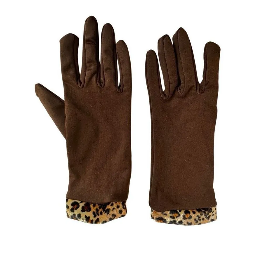 Chilly Jilly brown leopard trim gloves