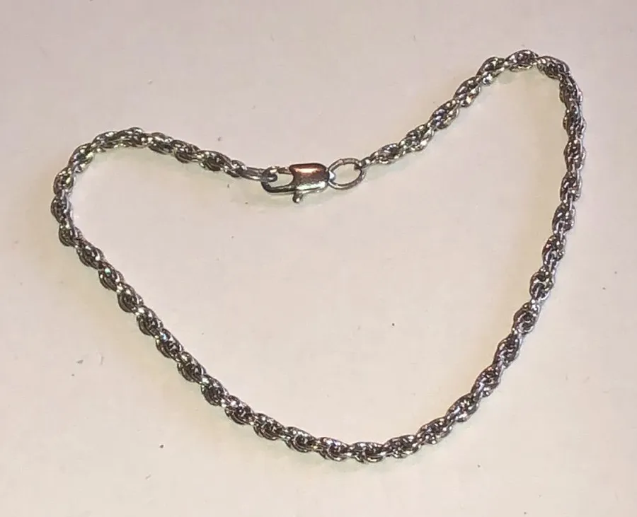 Silver Tone Rope Chain Bracelet