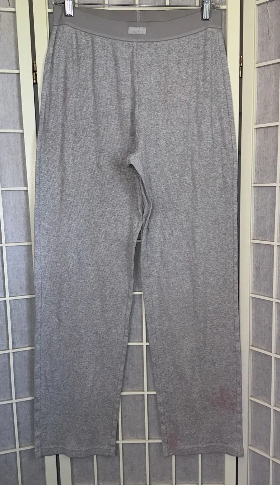 SKIMS Stretchy Cotton Light Heather Grey Straight Lounge Pajama Pants Size Small