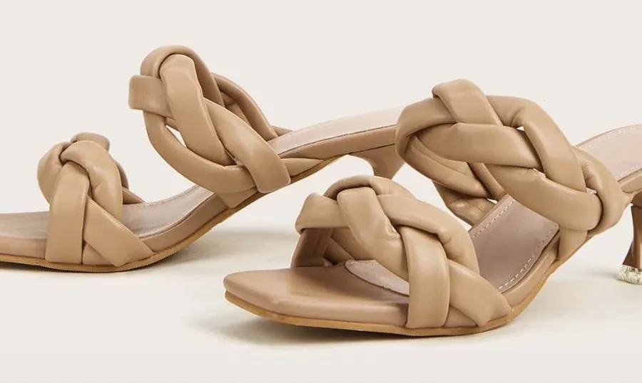 SHEIN Tan Heels with Braided Straps size 37