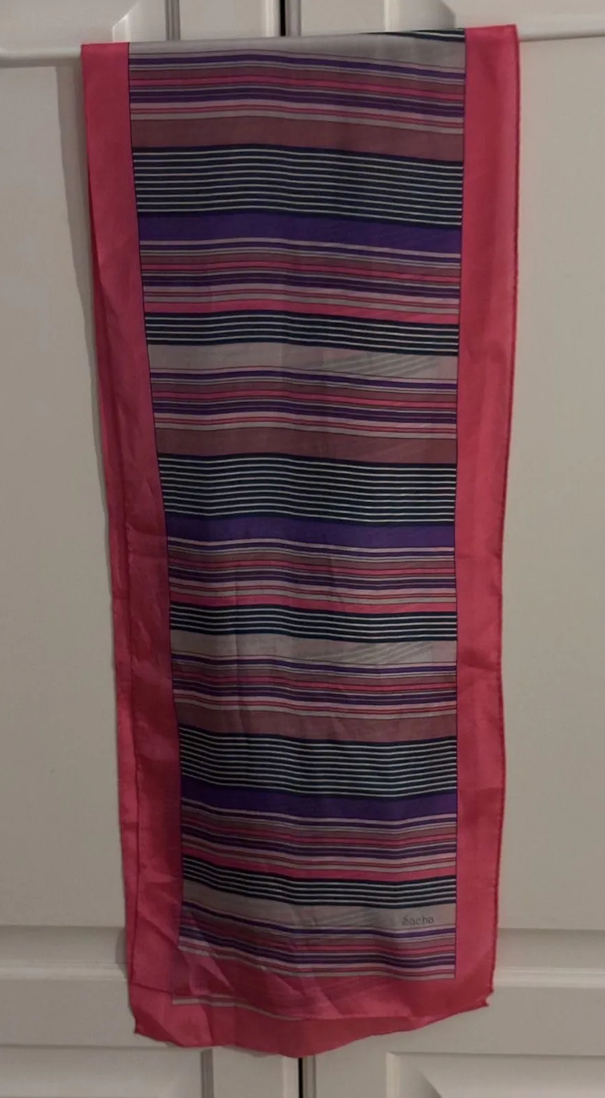 Sacha Striped Scarf Pink Purple Gray Neck Scarf Fashion Accessory