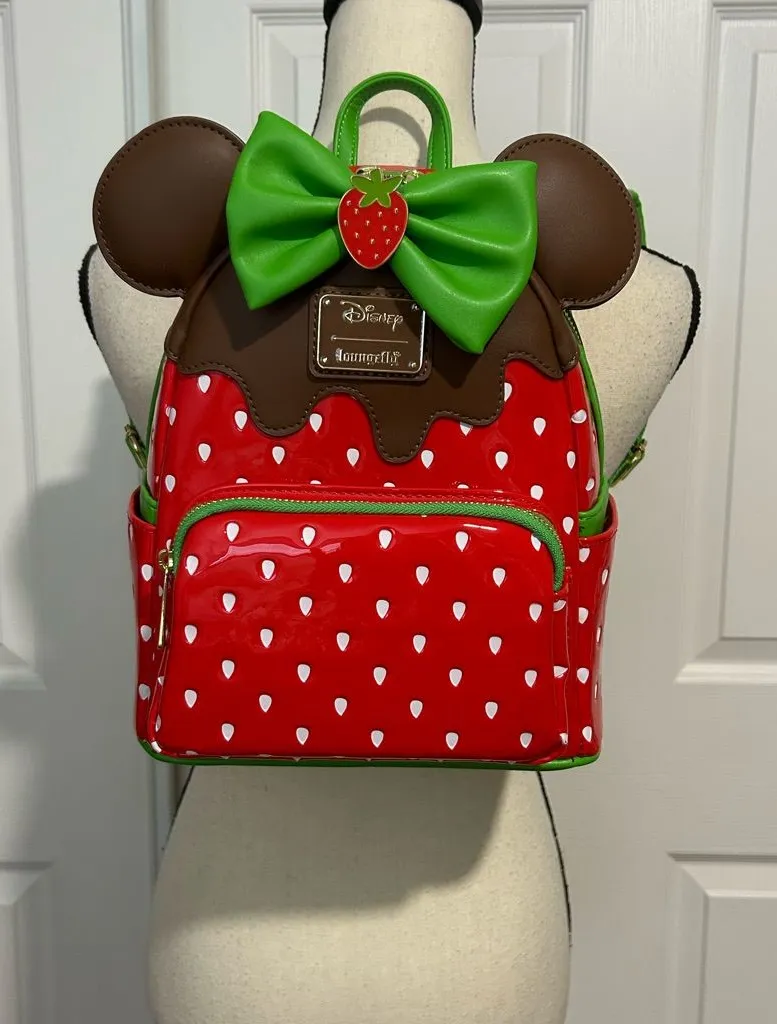 NWT Minnie Mouse Chocolate Dipped Strawberry Mini Loungefly Backpack