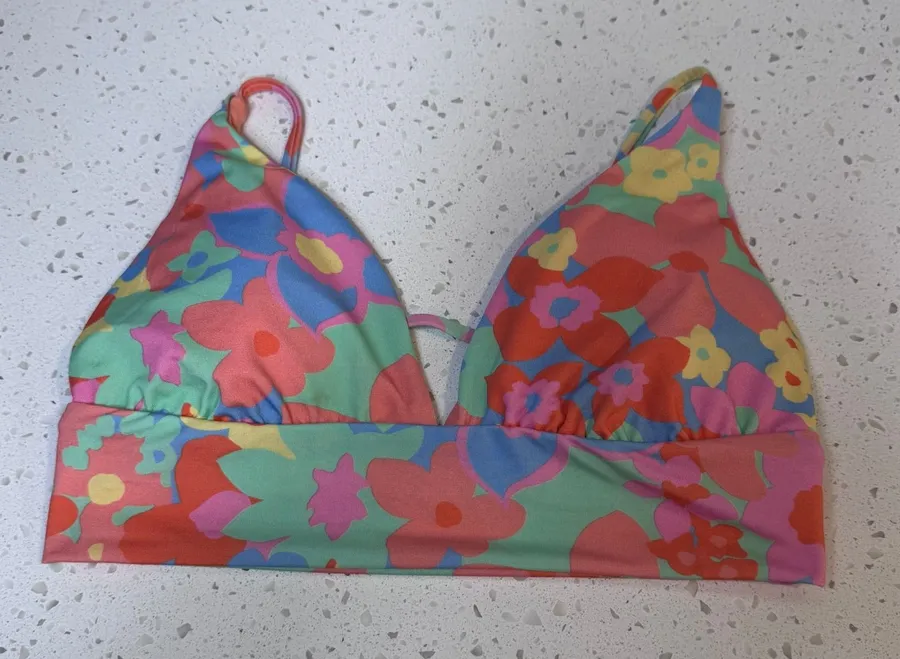 Billabong Womens Retro Floral Bralette Bikini Top Multicolor Daisy Print Small