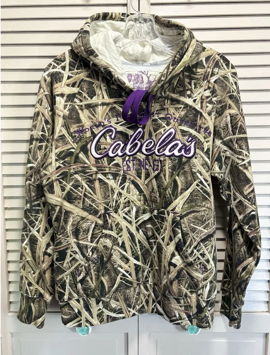 Cabelas Real Tree Pullover Long Sleeve Hoodie Logo Graphic Size Sm Unisex