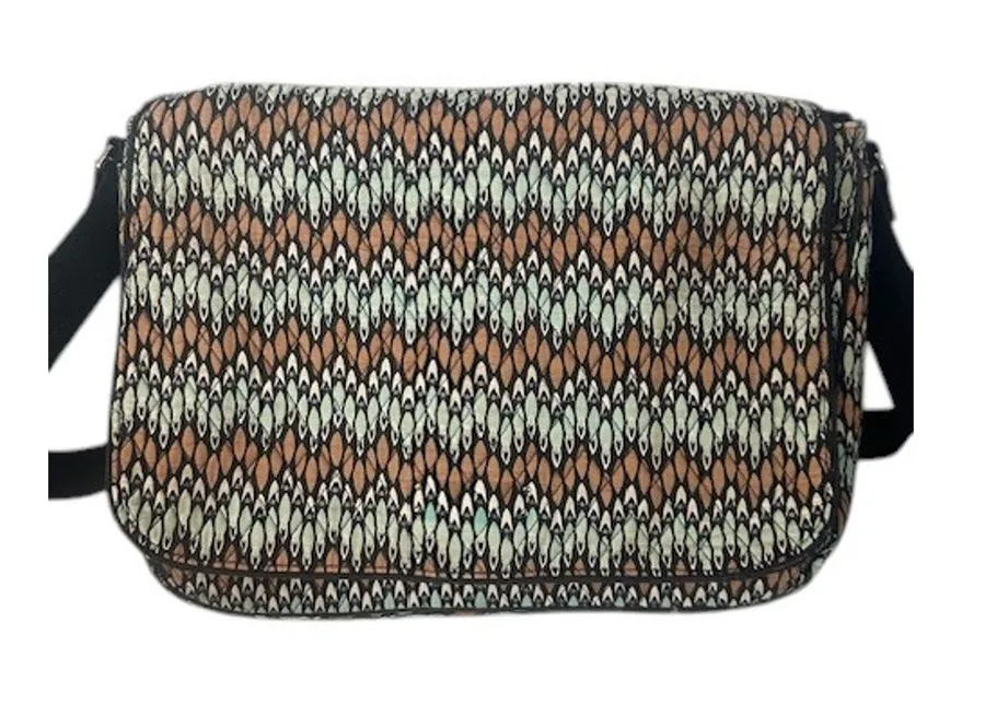 Vera Bradley Brown Multi-Color Sierra Stream Pattern Laptop Messenger Bag Women