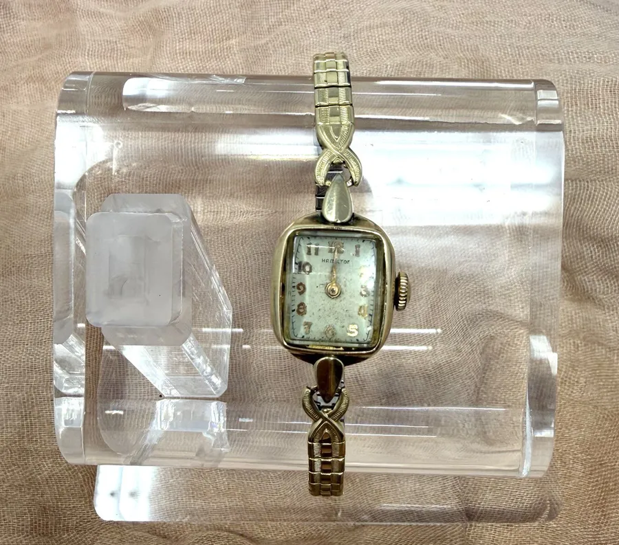 Vintage Hamilton Ladies Watch 10K Gold Filled Art Deco USA Stretch Band