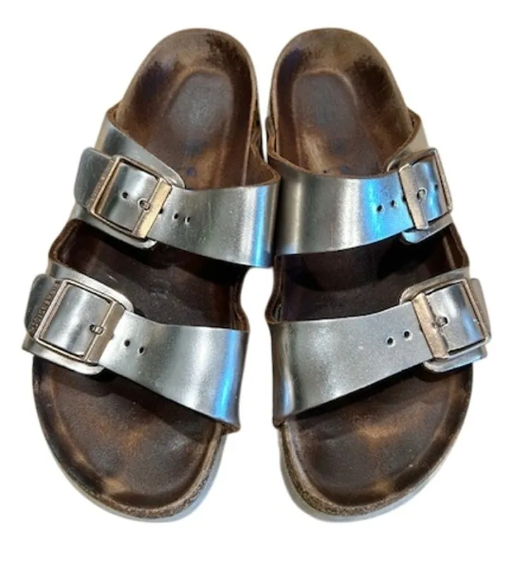 Birkenstock Arizona Chunky Platform Sandals Metallic Silver 36 EU / 5