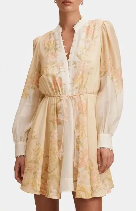 Ever New Shyla Floral Long Sleeve Minidress 2 Orange